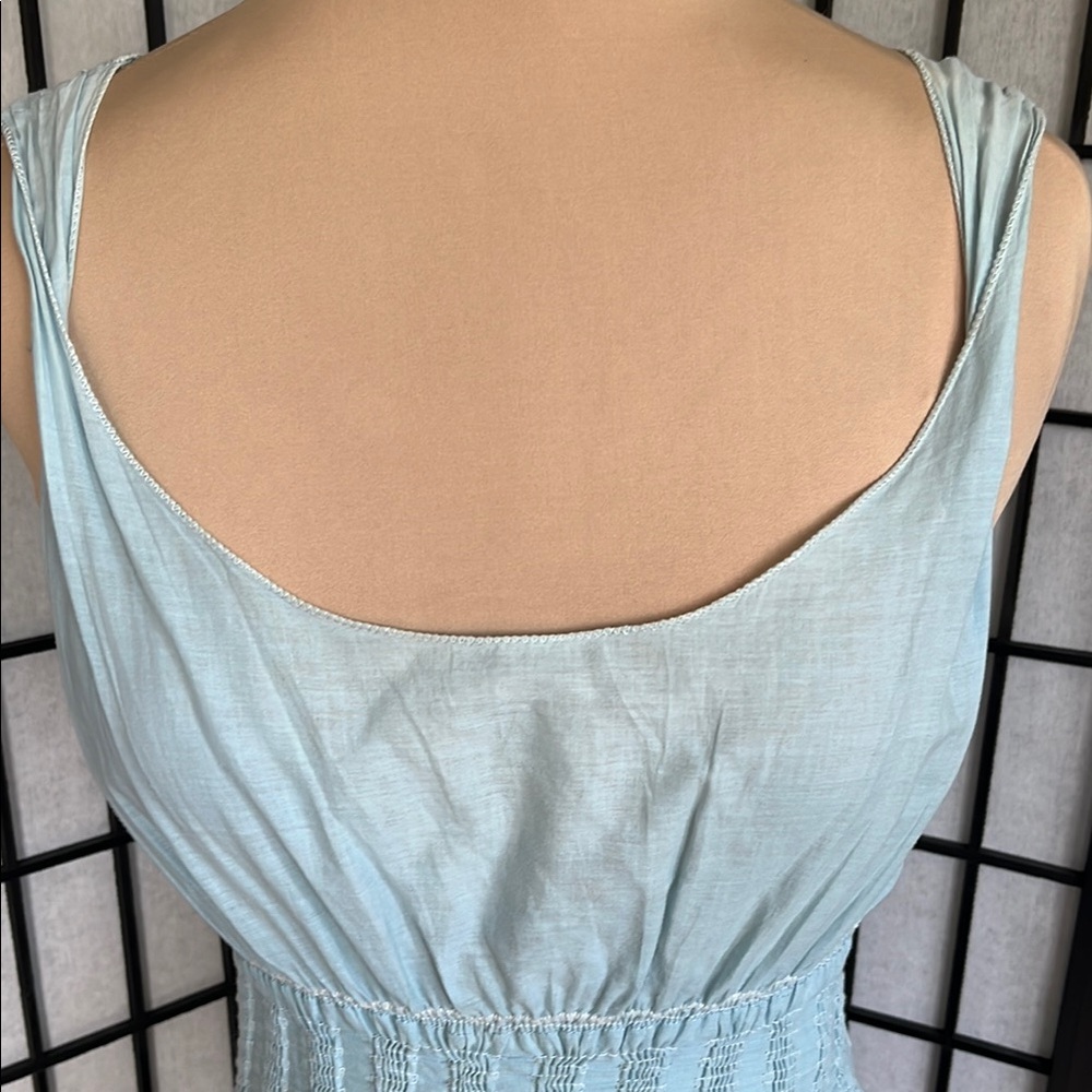 Light Blue Sleeveless Dress w/ White Eyelet Embroidery S